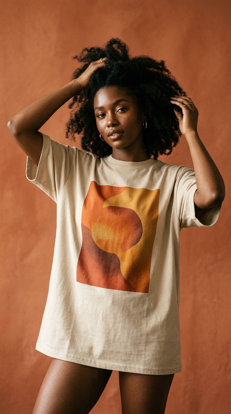 Model wearing the Solar Drift tee from the Summer ’26 drop